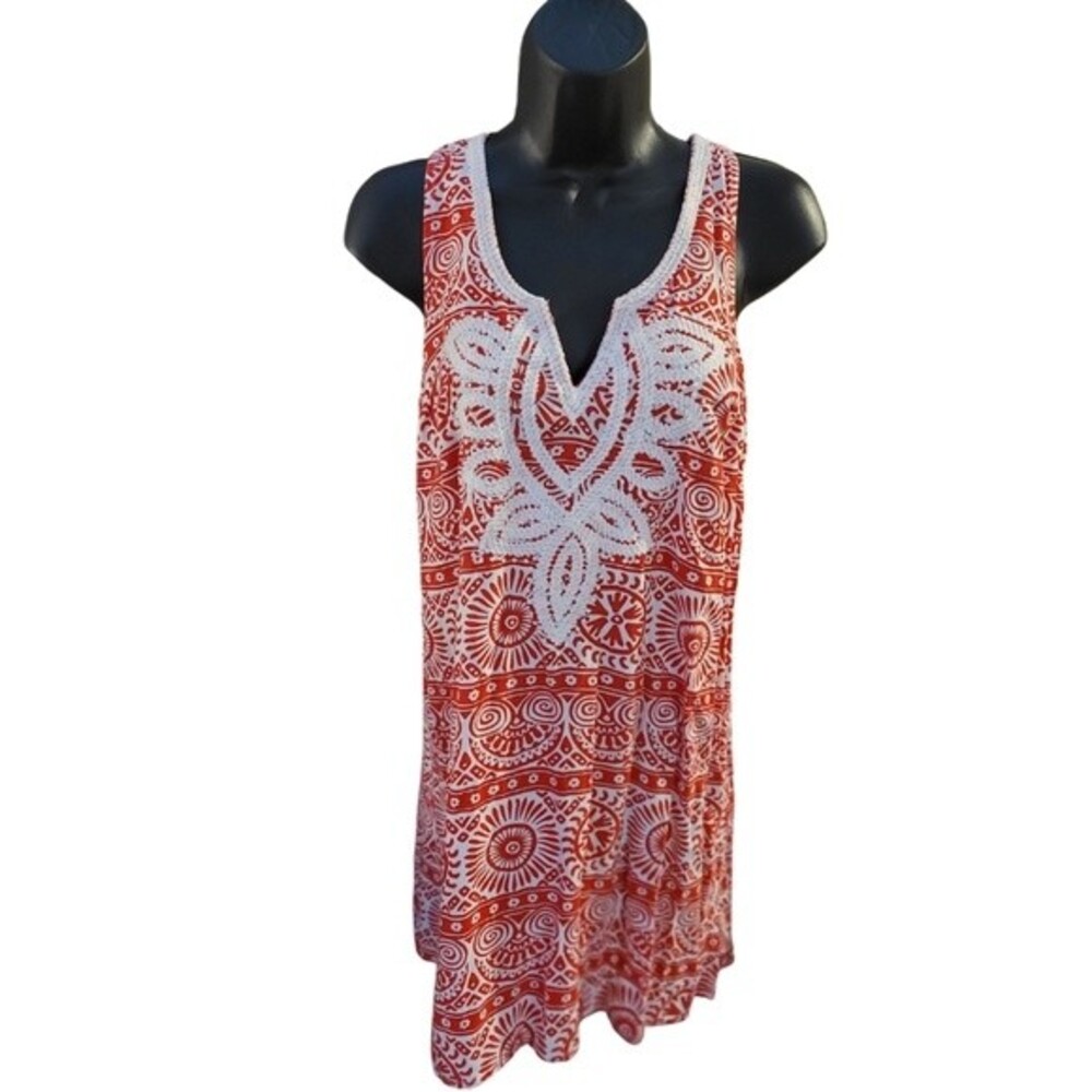 Mud Pie Coral/Red Sleeveless Coverup/Tunic Size Small (4-6)